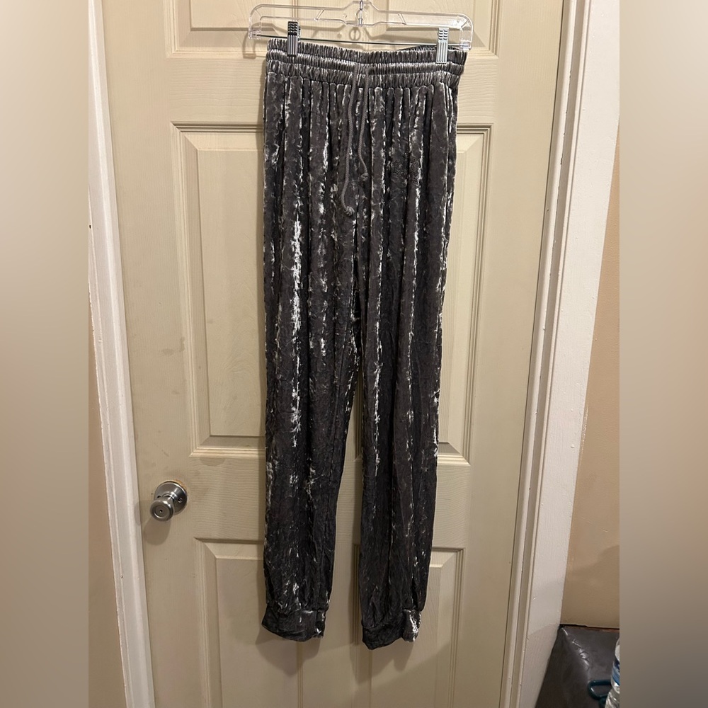 SHEIN Shiny Silver Velvet pants - size large